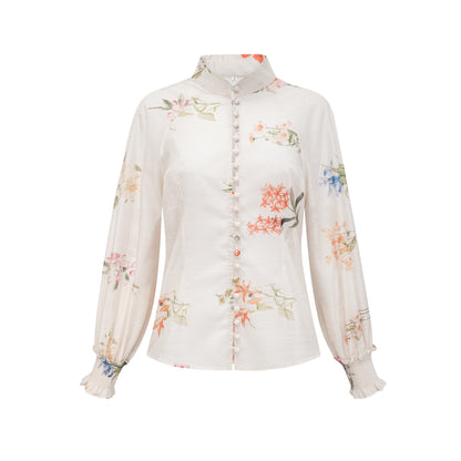 Céleste floral-print top & skirt matching set