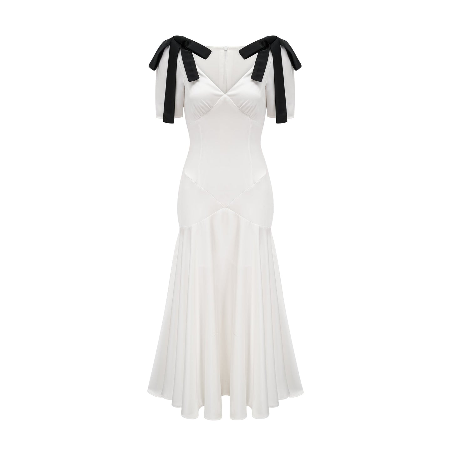 Cyrielle ribbon-detail puff-sleeve maxi dress