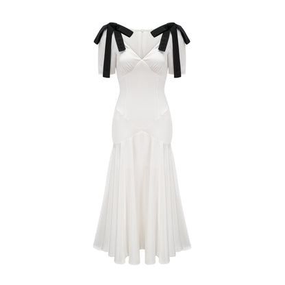 Cyrielle ribbon-detail puff-sleeve maxi dress