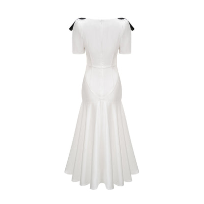 Cyrielle ribbon-detail puff-sleeve maxi dress