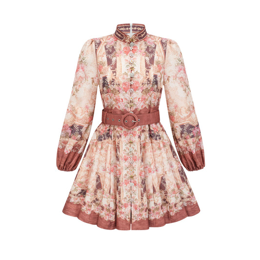 Kensia pattern-print flared mini dress