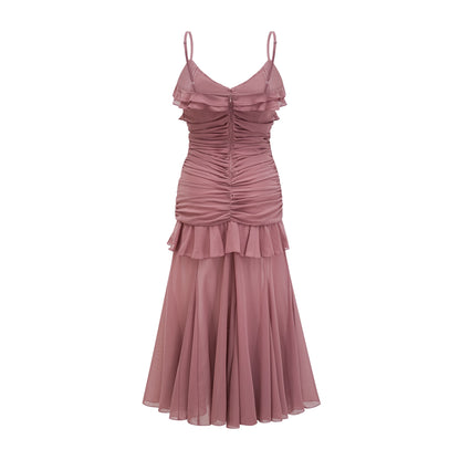 Geneviève pleated faux-flower midi dress (US Only)