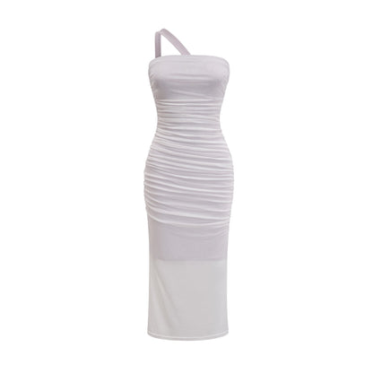 Nereida off-shoulder pleated midi dress