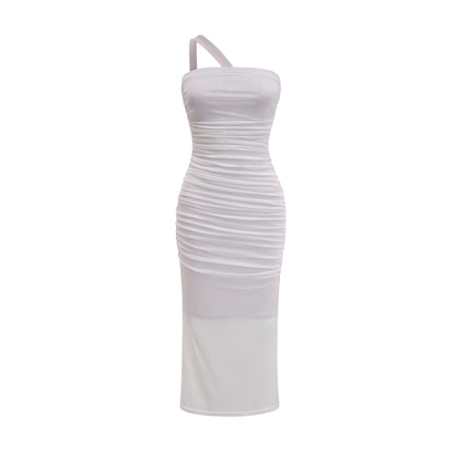 Nereida off-shoulder pleated midi dress