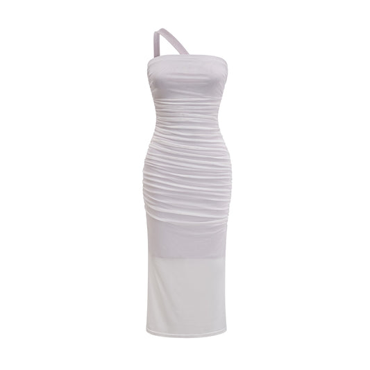 Nereida off-shoulder pleated midi dress