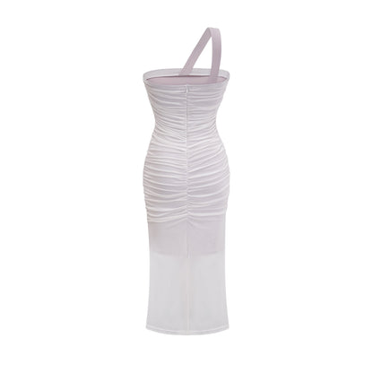 Nereida off-shoulder pleated midi dress