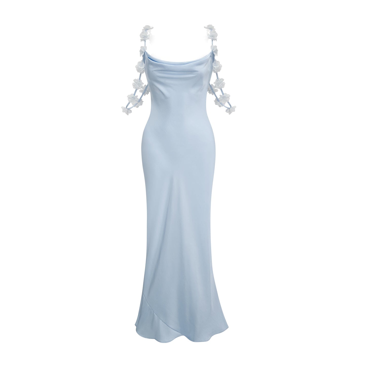 Capri floral-straps satin maxi dress