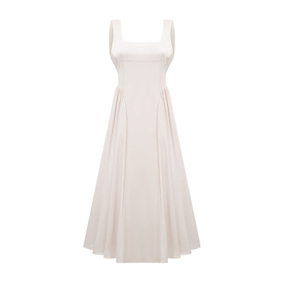 Océane square-neck pleated midi dress