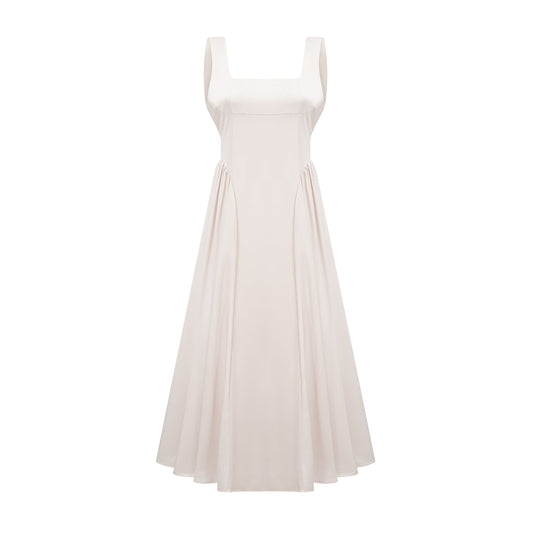 Océane square-neck pleated midi dress