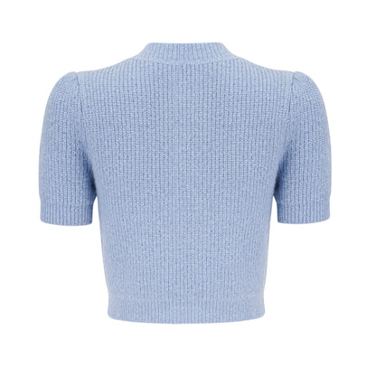 Chantal blue knit blouse & skirt matching set