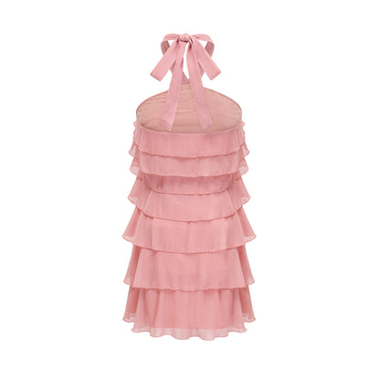 Briar pink tiered halterneck mini dress (US Only)
