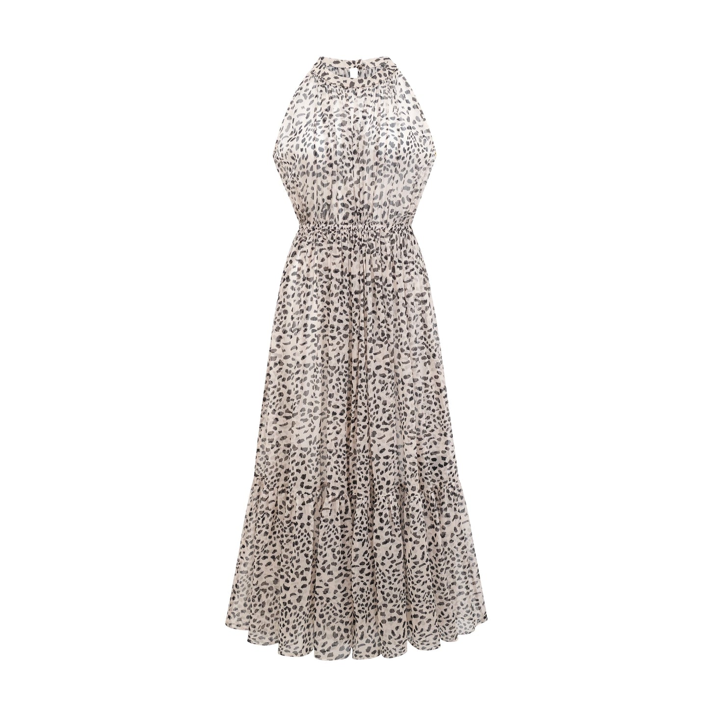 Adèle sleeveless leopard-print midi dress