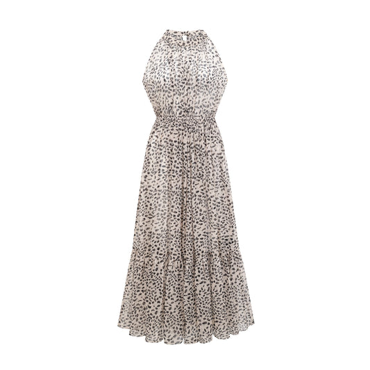 Adèle sleeveless leopard-print midi dress