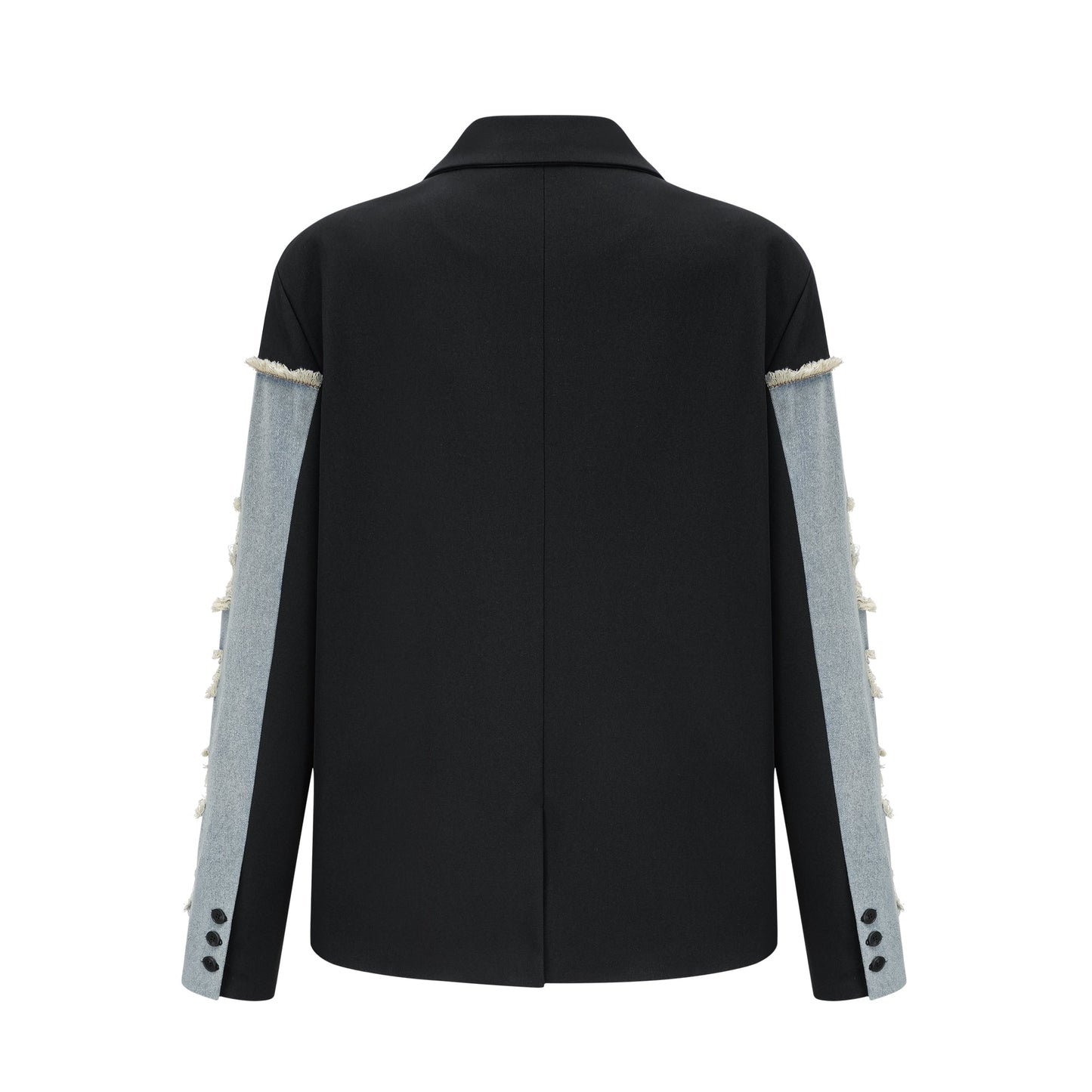 Halley black denim-panel ripped blazer
