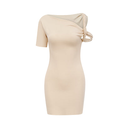Rosalinda neutrals twist-strap mini dress