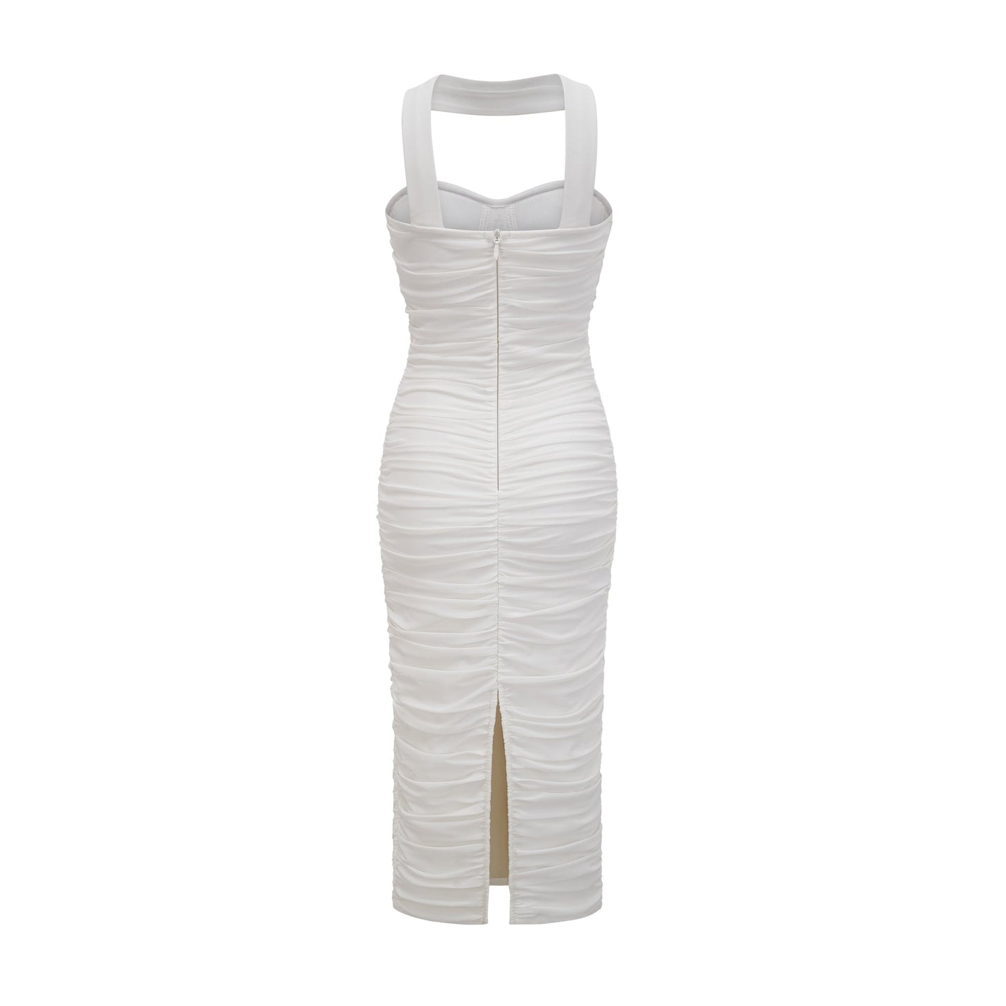 Pádraigín white mesh gathered midi dress