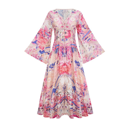 Silvia kimono-sleeve shirring maxi dress (US Only)