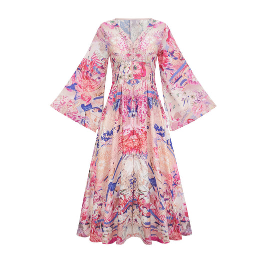 Silvia kimono-sleeve shirring maxi dress (US Only)