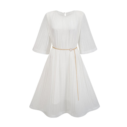 Gaëlle flared-sleeve pleated midi dress