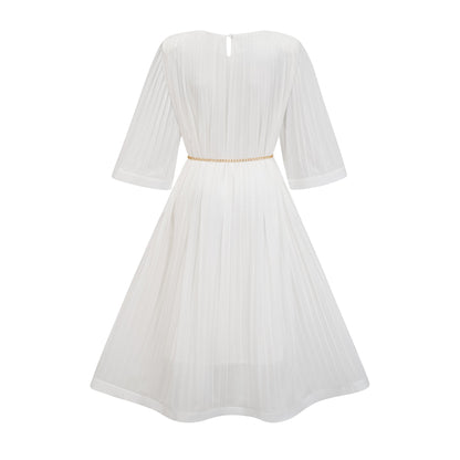 Gaëlle flared-sleeve pleated midi dress