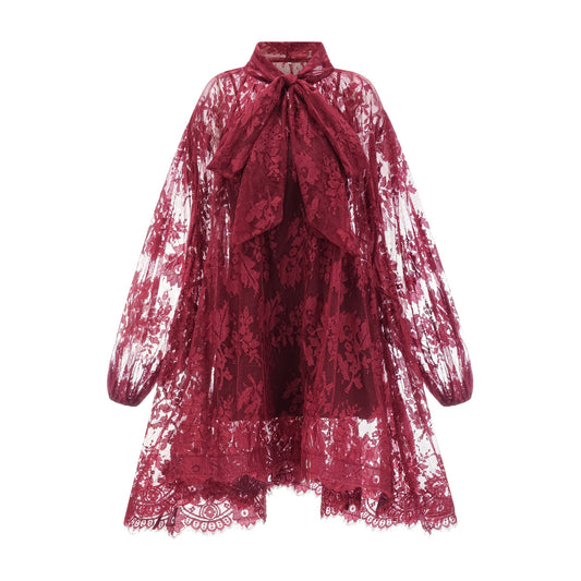 Coline red chantilly lace oversize dress