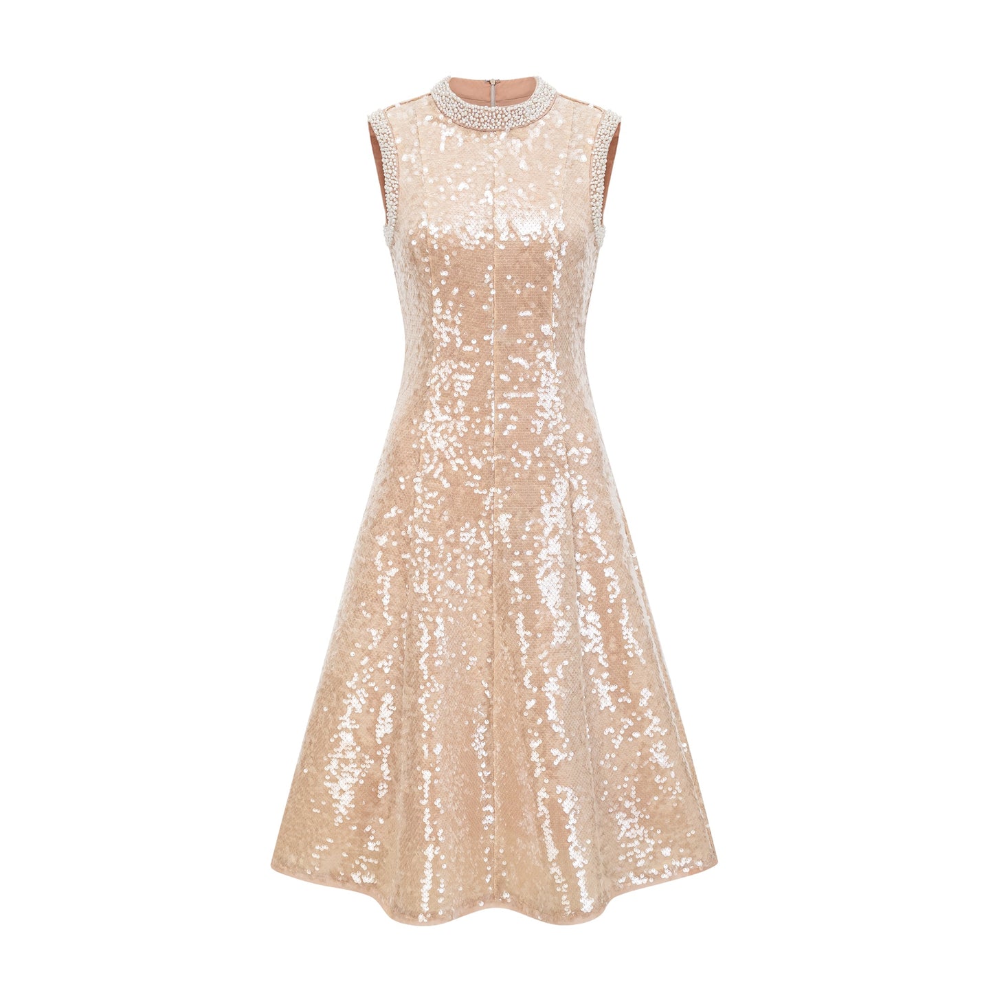 Ornella faux-pearl sequined midi dress