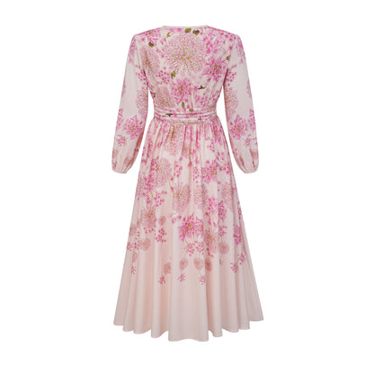 Yvette pink floral-print midi dress
