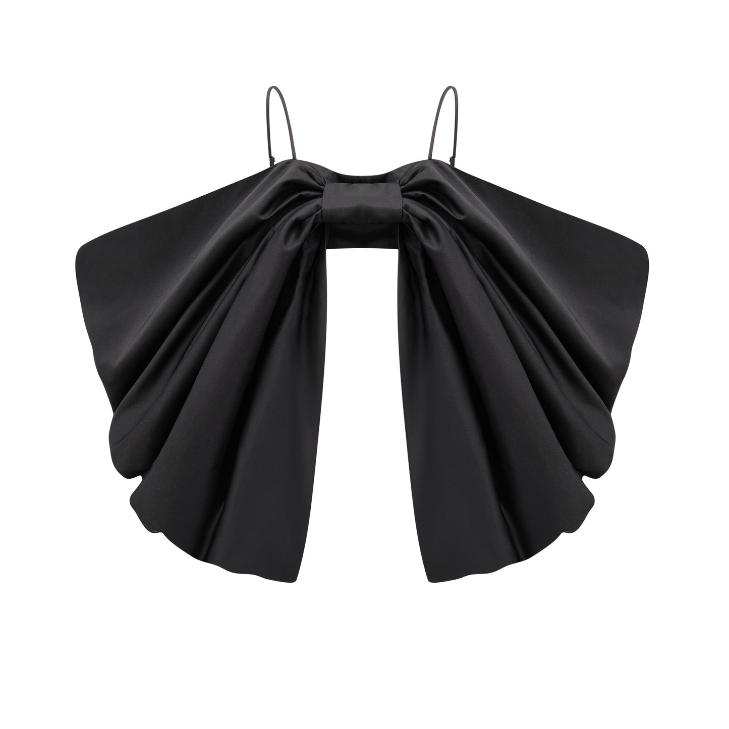 Solène bowknot scoop-back top in Black