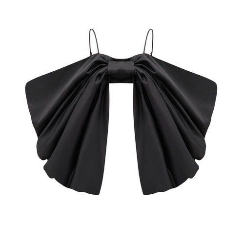 Solène bowknot scoop-back top in Black