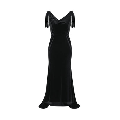 Audrey embellished velvet open-back maxi dress