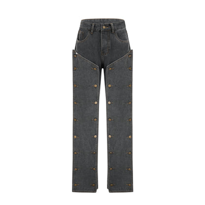 Delphine snap-off mif-rise bootcu jeans