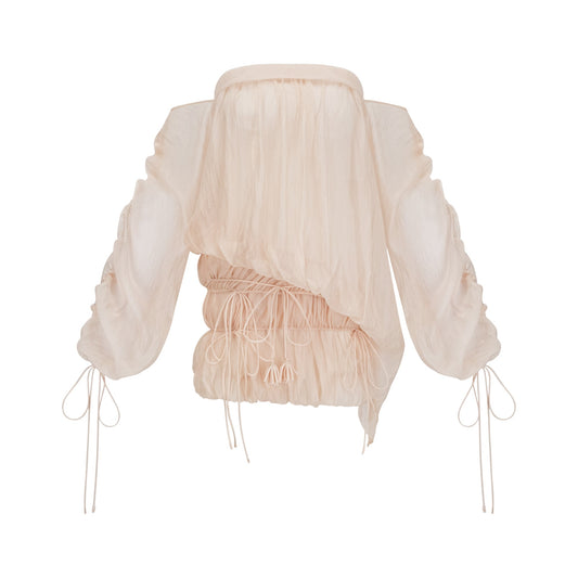 Joëlle self-tie ruched layered off-shoulder mini dress