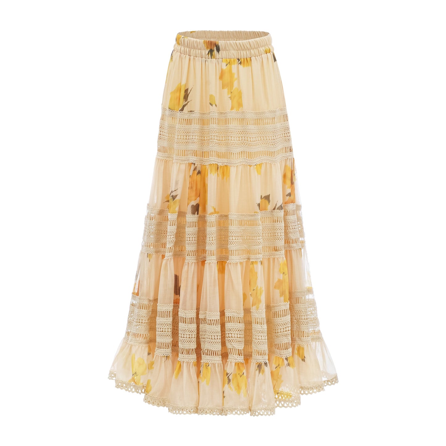 Éva yellow floral-print blouse & skirt matching set