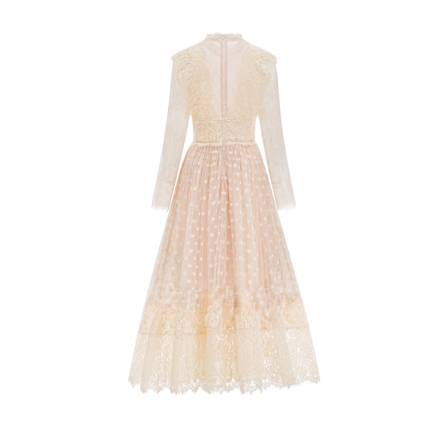 Éliane polka-dot lace-embroidered midi dress