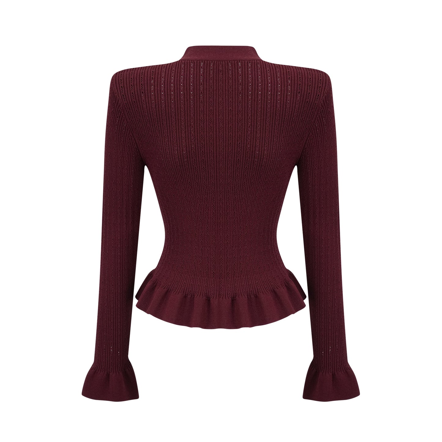 Corrine red ruffled knit top & skirt matching set