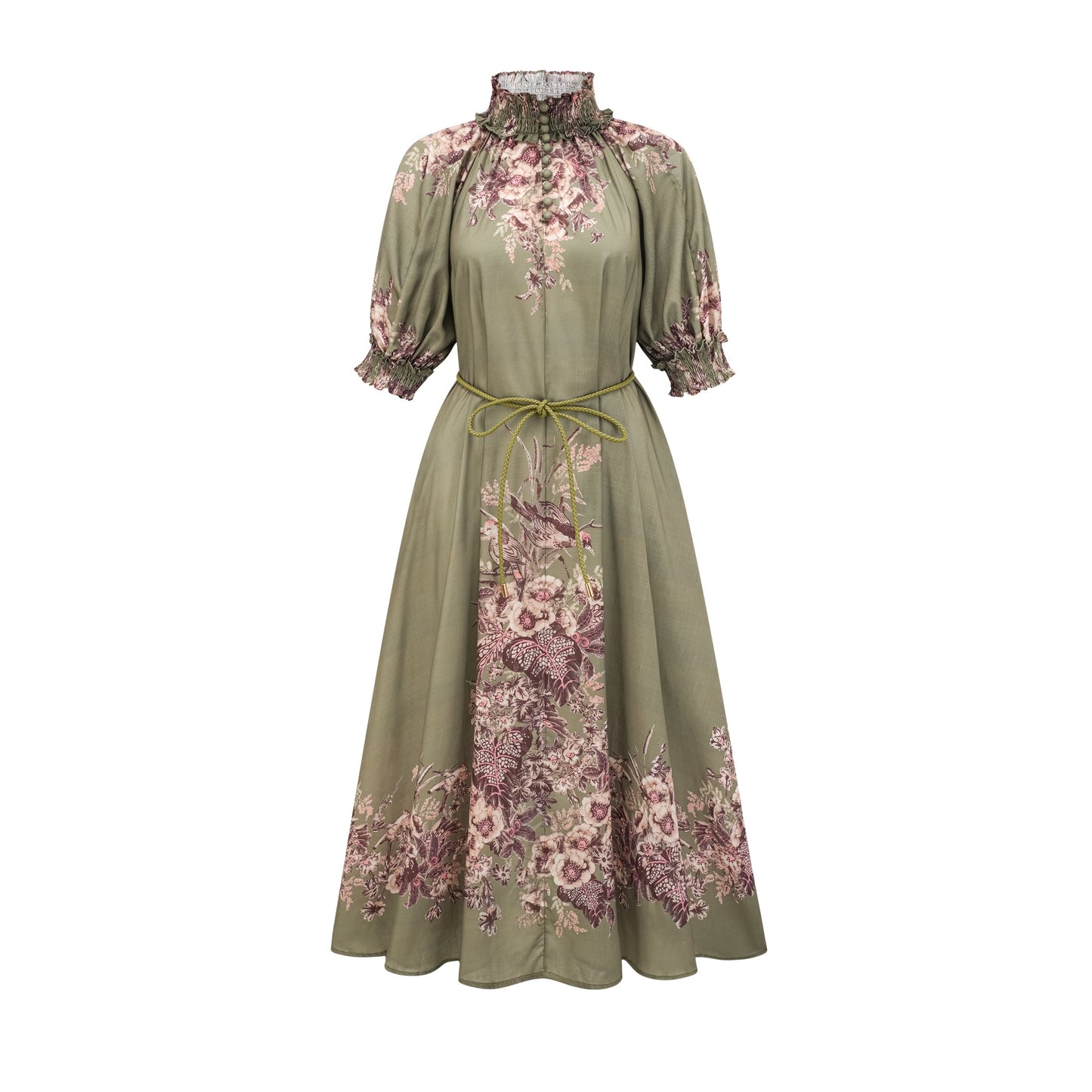 Pascale belted floral-print ramie midi dress