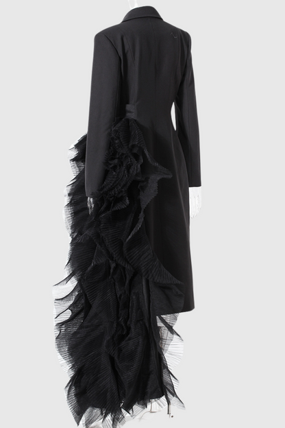 Dataya Mesh Patchwork Coat - Black