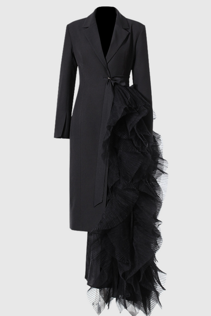 Dataya Mesh Patchwork Coat - Black