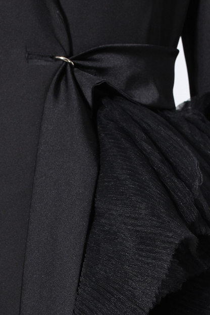 Dataya Mesh Patchwork Coat - Black