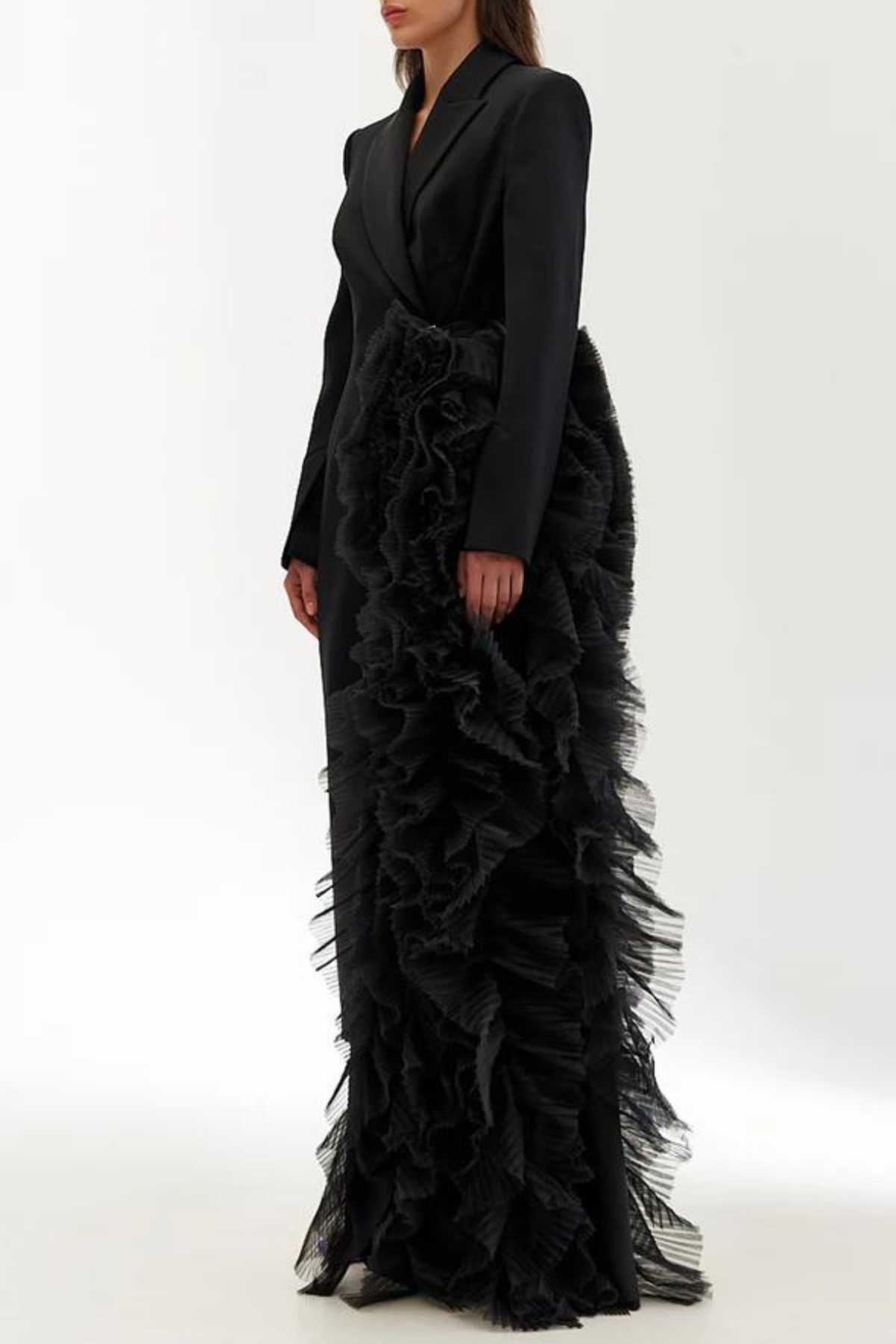 Dataya Mesh Patchwork Coat - Black