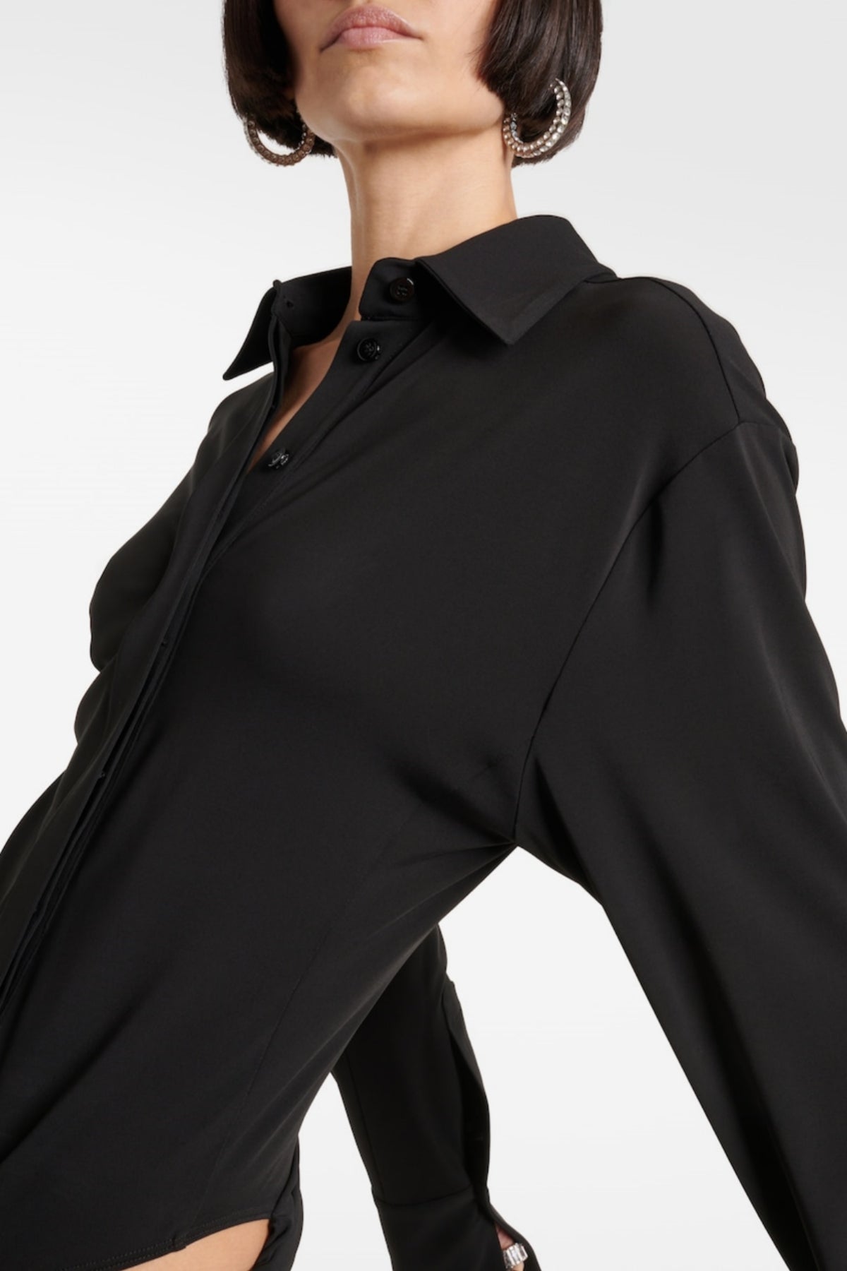 Dehaia Plunge Cutout Ruched Mini Dress - Black