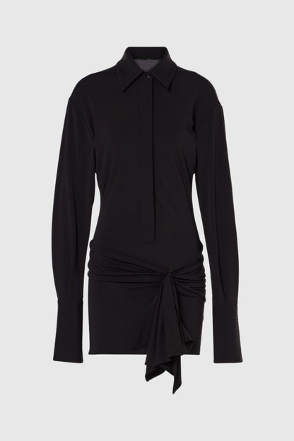 Dehaia Plunge Cutout Ruched Mini Dress - Black