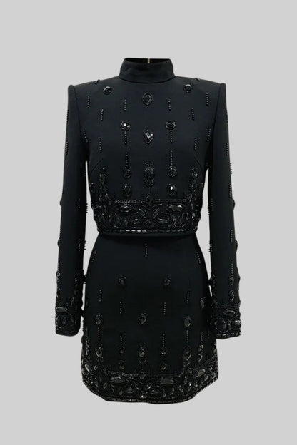 Deirdre Diamante Embellished Two Piece Set - Black
