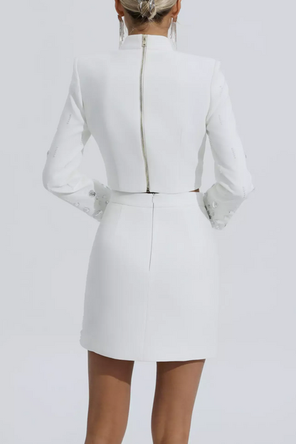Deirdre Diamante Embellished Two Piece Set - White