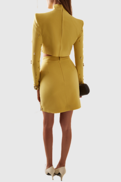Deirdre Diamante Embellished Two Piece Set - Yellow