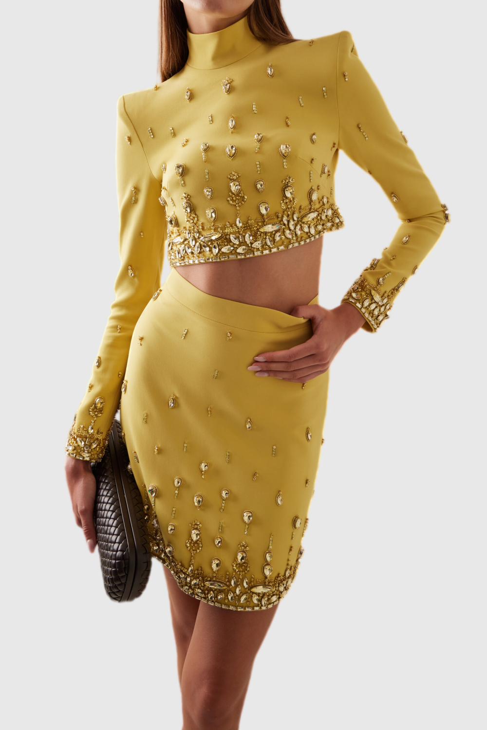 Deirdre Diamante Embellished Two Piece Set - Yellow