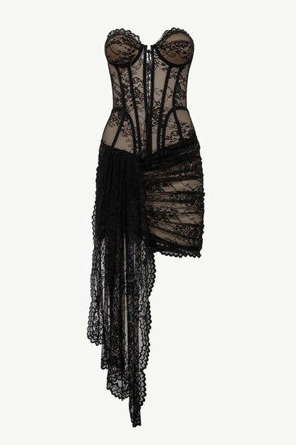 Delgado Lace Corset Strapless Mini Dress