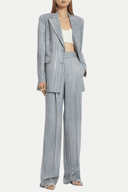 Dulcie Rhinestone-embellished Pinstripe Blazer Set