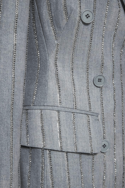 Dulcie Rhinestone-embellished Pinstripe Blazer Set