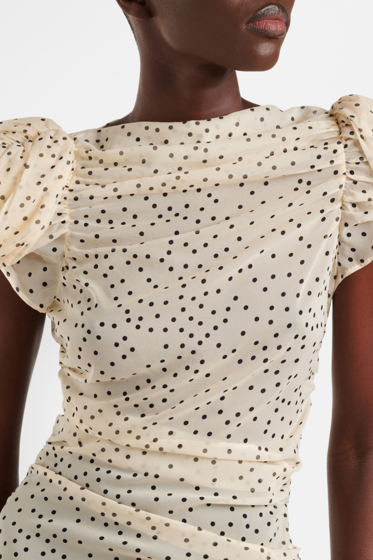 Eadlla Ruched Polka Dot Mini Dress